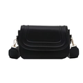 Klassieke zwarte crossbodytas met horizontale stiksels en brede schouderriem - Zwart