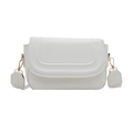 Minimalistische witte kunstleren tas met U-vormige stiksels en goudkleurige details - Wit