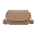 Beige PU-lederen schoudertas voor dames met decoratieve U-vormige stiksels erop - Khaki