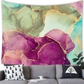 Tapisserie murale abstraite avec textures fluides en violet et vert pour décoration intérieure - Texture de Marbre Violet Émeraude (4) / 150cmx210cm
