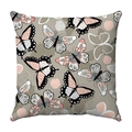 Detail of floral butterfly pattern on soft plush square decorative pillow cover - Beige Gray Rose Art Butterfly (37)