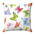 Detail of soft plush cushion cover featuring colorful watercolor butterfly floral patterns - Colorful Watercolor Color-blocking Butterflies (34)