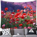 Tapisserie de champ de coquelicots rouges et lavande pour décoration murale - 100cmx70cm / Champ de Pavots et Lavande (1)