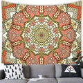 Bohemian mandala geometric tapestry with orange and beige patterns for home wall decor - Style 3