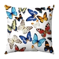 Short plush cushion cover with colorful watercolor butterflies on a white background - Colorful Realistic Butterflies (1)