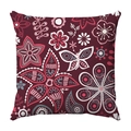 Square plush cushion cover with burgundy mandala flower and butterfly print - Deep Wine Red Mandala Butterfly Style (4)