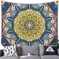 Ethnic mandala tapestry with geometric patterns hanging above a sofa for home decor - Style 4(G157) / 150x100(Peach Skin)