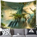 Detailed view of fantasy forest tapestry hanging over a sofa with mystical sunlight - 7 / 100x70(Peach Skin)