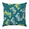 Square teal throw pillow cover with yellow butterfly pattern and soft plush texture - Teal Artistic Butterfly Style (5)