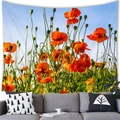 Tapisserie paysage de champ de coquelicots accrochée au mur pour décoration intérieure - 100cmx70cm / Paysage Mer de Pavots (4)