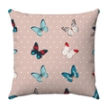 Square plush cushion cover featuring colorful butterfly prints and white polka dots - Pink Foundation Polka Dot Realistic Butterflies (32)
