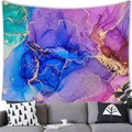 Abstrakter Wandteppich mit lila und blauem Tintentropfen-Design und goldenen Marmoradern - Lila Blau Grün Alkohol Tinte Marmor (7) / 100cmx70cm