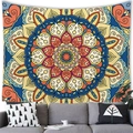 Ethnic bohemian mandala wall tapestry with symmetric geometric floral patterns for home decor - Style 1(G157) / 150x100(Peach Skin)