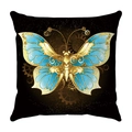 Steampunk butterfly square pillowcase with gears and mechanical wings on black - Steampunk Mechanical Butterfly Style (6)