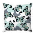 Short plush pillow cover featuring watercolor butterfly print in teal and beige - Cyan Splicing Realistic Butterflies (33)