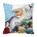 Square Christmas cushion featuring Santa Claus and teddy bear illustration for home decor - 18x18 Inch / Santa Gifts and Teddy Bear