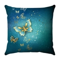Plush cushion cover with blue gradient and 3D golden butterfly decorative print - Blue Gradient Gold Butterfly Style (7)