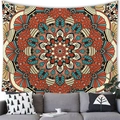 Modern bohemian mandala tapestry hanging on wall above a grey sofa in living room decor - Mandala Style (16)