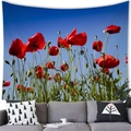 Tapisserie paysage champ de coquelicots rouges et ciel bleu au-dessus d'un canapé - 100cmx70cm / Pavot Rouge et Ciel Bleu (6)