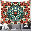 Detail of bohemian mandala tapestry featuring warm orange and teal geometric patterns - Mandala Style (8)
