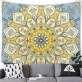 Bohemian mandala tapestry with radial patterns for wall decor in a living room setting - 100x70cm / Mandala Style Ten (10) - Peach Skin
