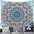 Minimalist mandala tapestry with blue geometric floral pattern for home wall decoration - 150x100cm / Style 4 (Peach Skin)