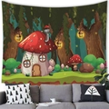 Fantasy forest mushroom tapestry wall hanging above a sofa for home living room decor - 3 / 100x70(Peach Skin)