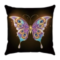 Short plush sofa cushion cover with mystical purple butterfly pattern on black background - Gorgeous Gold Rim Purple Butterfly Style (11)