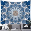 Blue mandala tapestry hanging above a modern sofa for minimalist home wall decor - 100x70cm / Mandala Style Three (3) - Peach Skin