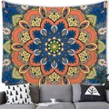 Ethnic bohemian mandala tapestry featuring geometric patterns on a living room wall - 150x100(Peach Skin) / Style 2