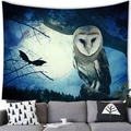 Detail of forest tapestry with barn owl and full moon hanging above a modern sofa - Barn Owl & Full Moon Style (8) / 100x70(Peach Skin)