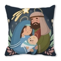 Détail de la crèche de la Sainte Famille imprimée sur une housse de coussin douce - Style Sainte Famille Dessin Animé Version Q (24)