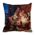 Détail d'une taie d'oreiller carrée avec une peinture à l'huile classique de la Nativité - Style Nativité Peinture à l'Huile Vintage (31)