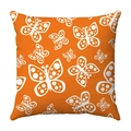 Square orange throw pillow cover featuring a white butterfly pattern for home decor - Orange Full Butterfly Pattern Style (13)