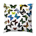 Short plush sofa cushion cover with colorful watercolor butterflies on white background - Scattered Full-print Butterflies (7)