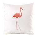 Close-up of pink low-poly flamingo pattern on smooth faux silk cushion cover - Low-Poly Geometric Flamingo Style (11) / 45x45cm