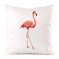 Dettaglio di un fenicottero rosa stampato su una fodera per cuscino decorativa in raso - Stile Fenicottero Singolo Profilo Realistico (4) / 45x45cm