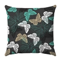 Square throw pillow cover with hand-drawn butterfly patterns on dark grey fabric - Dark Grey Sketch Butterfly Style (18)