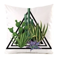 Minimalistischer Kissenbezug mit Kaktus-Print und geometrischem Muster aus Seidenstoff - Weißer Kaktus Geometrischer Stil (9)
