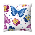 Watercolor blue butterfly and pansy floral print on soft plush square cushion cover - Blue and Purple Butterfly Floral (11)