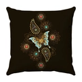 Short plush cushion cover with mandala butterfly pattern in exotic ethnic style - Exotic Ethnic Butterfly Mandala Style (20)