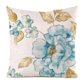 Detaillierte Textur des Kissenbezugs mit nordischem blauem Vintage-Blumenmuster - 45x45cm / Vintage Blauer Blumenstil (2)