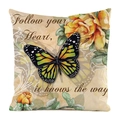 Square faux silk cushion cover with monarch butterfly and yellow roses vintage print - Yellow Rose and Monarch Butterfly (1)