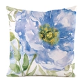Housse de coussin fleurs à l'aquarelle en imitation soie bleu clair et pétales jaunes - Style Floral Bleu Clair Frais (1)