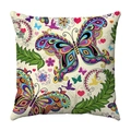 Square velvet cushion cover with colorful butterfly and floral watercolor patterns - Bohemian Hand-drawn Butterflies (15)