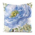 Housse de coussin en soie artificielle carrée avec motif de fleurs bleues à l'aquarelle - Grand Style de Fleur Bleue Aquarelle (2)