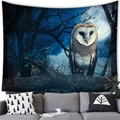 Mystical owl moonlit forest tapestry wall hanging for modern living room decor - Moonlit Forest Owl Style (11) / 100x70(Peach Skin)