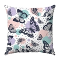 Short plush square pillowcase featuring watercolor butterflies and black polka dots - Black Outline Watercolor Butterflies (16)