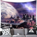 Detailed macro texture of a cosmic starry tapestry hanging over a modern living room sofa - Purple Moon Night Style (9) / 100x70(Peach Skin)