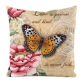Nordic decorative pillow cover featuring orange butterflies and pink floral patterns - Orange Butterfly and Vintage Pink Flower (4)